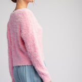 Cropped Mohair Sweater Top | Candy Pink