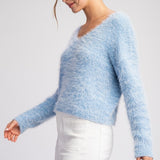 Cropped Mohair Sweater Top | Denim