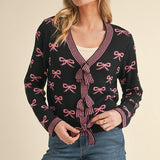 Snap Closure with Bows Cardigan