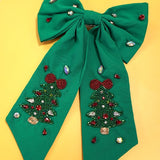 Christmas Bead Hair Bow Clip