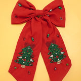 Christmas Bead Hair Bow Clip