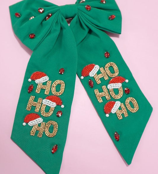 Christmas Bead Hair Bow Clip
