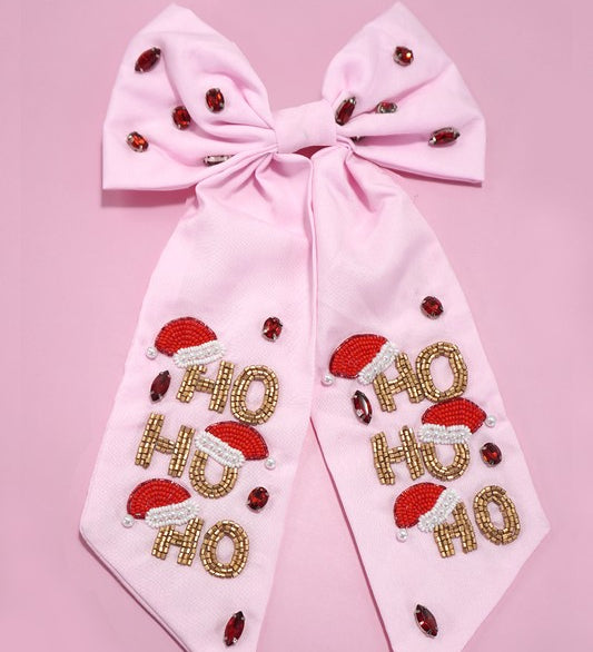 Christmas Bead Hair Bow Clip