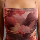 Dry Rose Tie Dye Print Mesh Tank Mini Dress