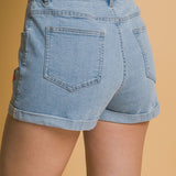 Cherry Embroidered Denim Shorts