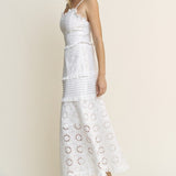 White Eyelet Lace Midi Dress