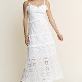 White Eyelet Lace Midi Dress