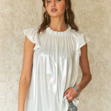 Amber Foil Blouse - White