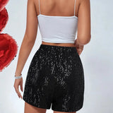 Sequined Elastic Party Shorts