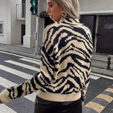 Zebra Pattern Knitted Sweater