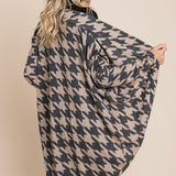 BOMBOM Houndstooth Open Front Cocoon Knit Cardigan