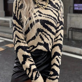 Zebra Pattern Knitted Sweater