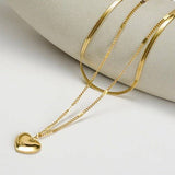 STAINLESS STEEL WATERPROOF TARNISH FREE NECKLACE | 40NK322: Gold