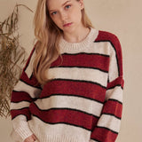 Striped Horizontal Bands Slightly Fuzzy Sweater