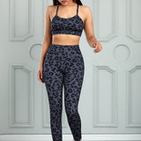 Leopard Cutout Sports Bra and Leggings Set