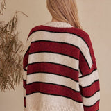 Striped Horizontal Bands Slightly Fuzzy Sweater