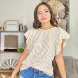 Ruffle Trim Striped T-shirt