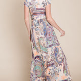 Paisley Wrap Dress with Sash Belt