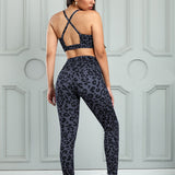 Leopard Cutout Sports Bra and Leggings Set