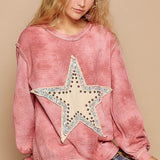 POL Washed Star Patch With Studded Top