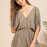 Olive Ruched Romper