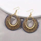 Blue Round Hollow-Out Drop Earrings