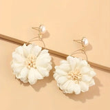 White Flower Dangle Earrings