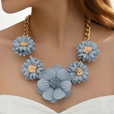 Blue Flower Chain Necklace