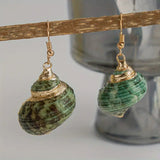 Green Snail Hook Earrings