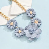 Blue Flower Chain Necklace