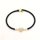 Heart Adjustable Rope Bracelet - Black