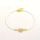 Heart Adjustable Rope Bracelet - White