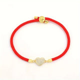 Heart Adjustable Rope Bracelet - Red