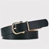 Snake Print Leather Belt - Dark Green