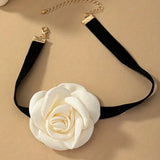 Flower Choker Necklace - Black