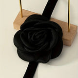 Flower Choker Necklace - Black