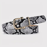 Snake Print Leather Belt - Pattern White