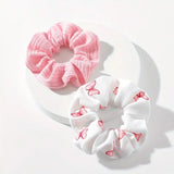 2 Butterfly Print Scrunchies - Pink