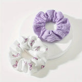 2 Butterfly Print Scrunchies - Lavender