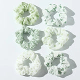 2pcs - Green Floral Hair Ties