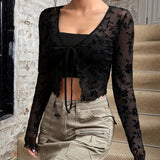 Flora Lace Tie Front Top