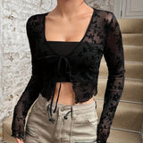 Flora Lace Tie Front Top