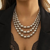 Multilayer Ball Necklace - Silver