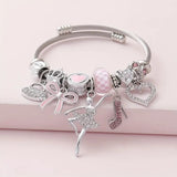 Ballet Dancer Bow High Heels Hollow Heart Ladies Bracelet