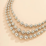 Multilayer Ball Necklace - Silver