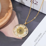 Dried Flower Pendant Necklace - White