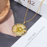 Dried Flower Pendant Necklace - Yellow