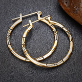 Hollow Round Hoop Earrings - Gold