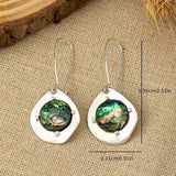 Abalone Shell Drop Earrings - Silver