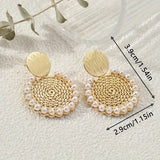 Geometric Round Pearl Earrings